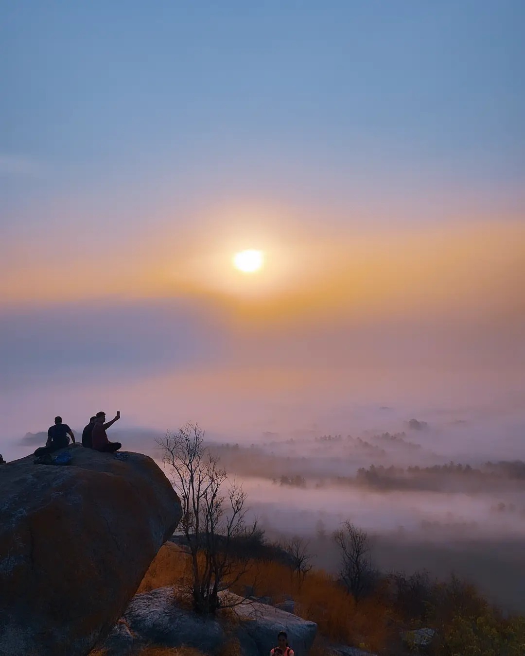 Golden morning glow and sunrise from Kunti Betta summit